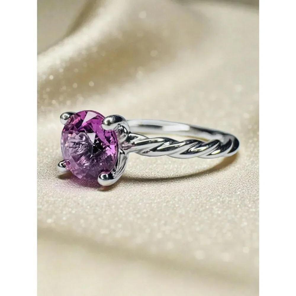 James Allen 14K Gold Natural Pink Sapphire Diamond Engagement Ring Size 6